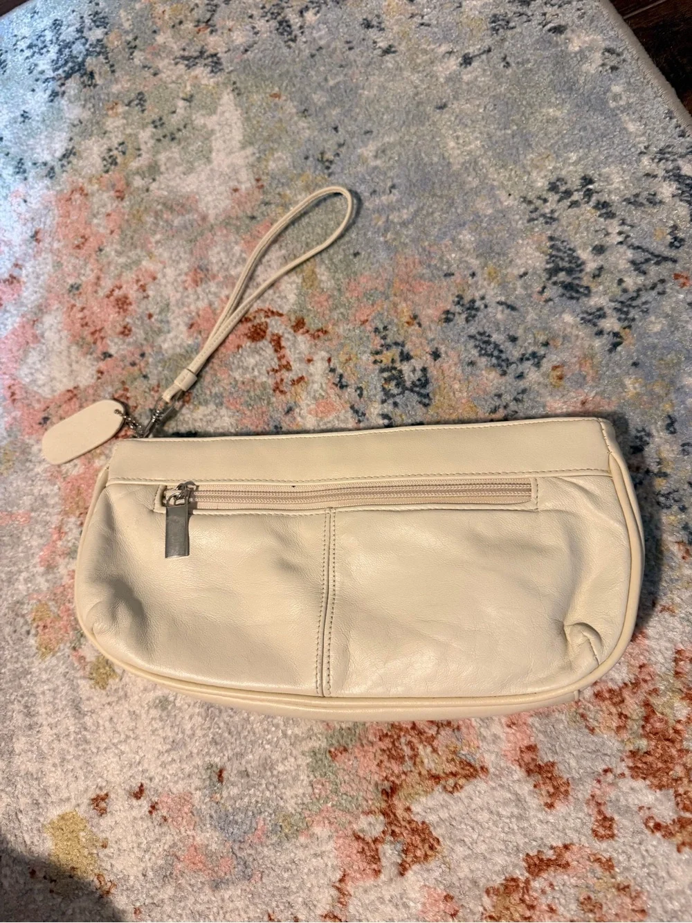 Worthington Cream Leather Wristlet Clutch